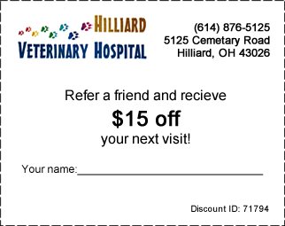 Hilliard Veterinary Hospital Referral Promotion Coupon